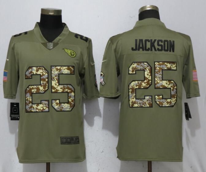 Men Tennessee Titans #25 Jackson Olive Camo Carson Salute to Service Limited Nike NFL Jerseys